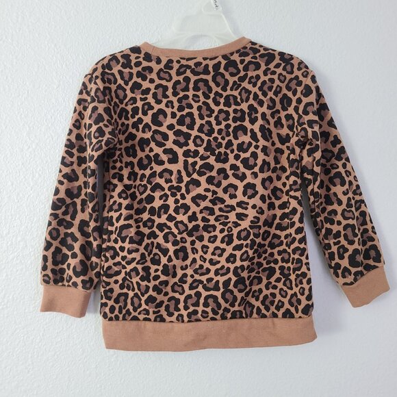 Nike Toddler Girls Leopard Print Crewneck Sweatshirt Brown Size 3T - Picture 3 of 9